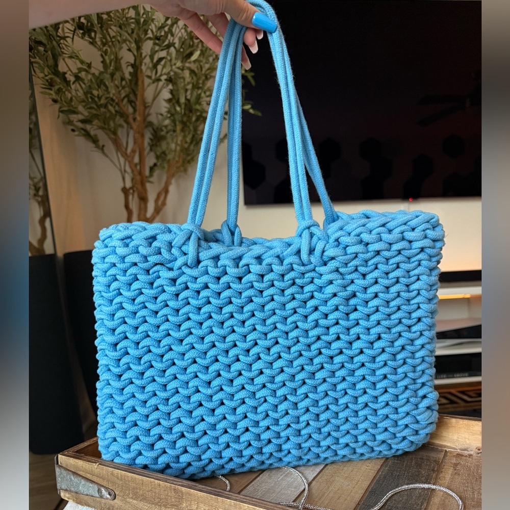 Blue Knitted Tote Bag - A NEW DAY